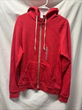 Alternative Coral/Pink Zip Hoodie with Cream Drawstrings